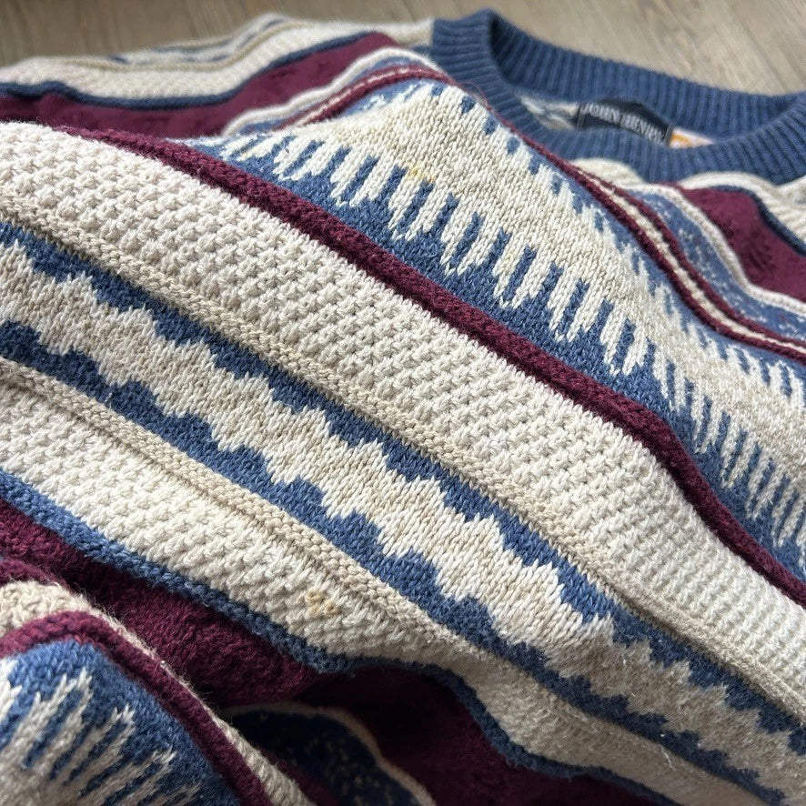 VINTAGE 90s | John Henry Cotton 3D Coogie Knit Sweater sz L