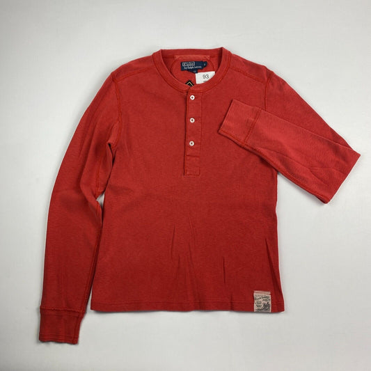VINTAGE Ralph Lauren Red Henley Long Sleeve T-Shirt sz S Mens