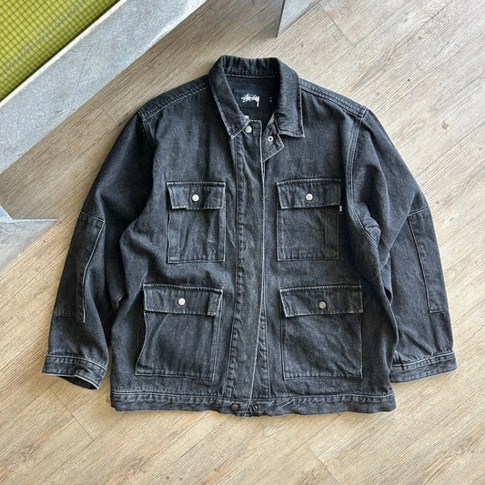 VINTAGE | Stussy Black Denim Workwear Chore Jacket sz M/L