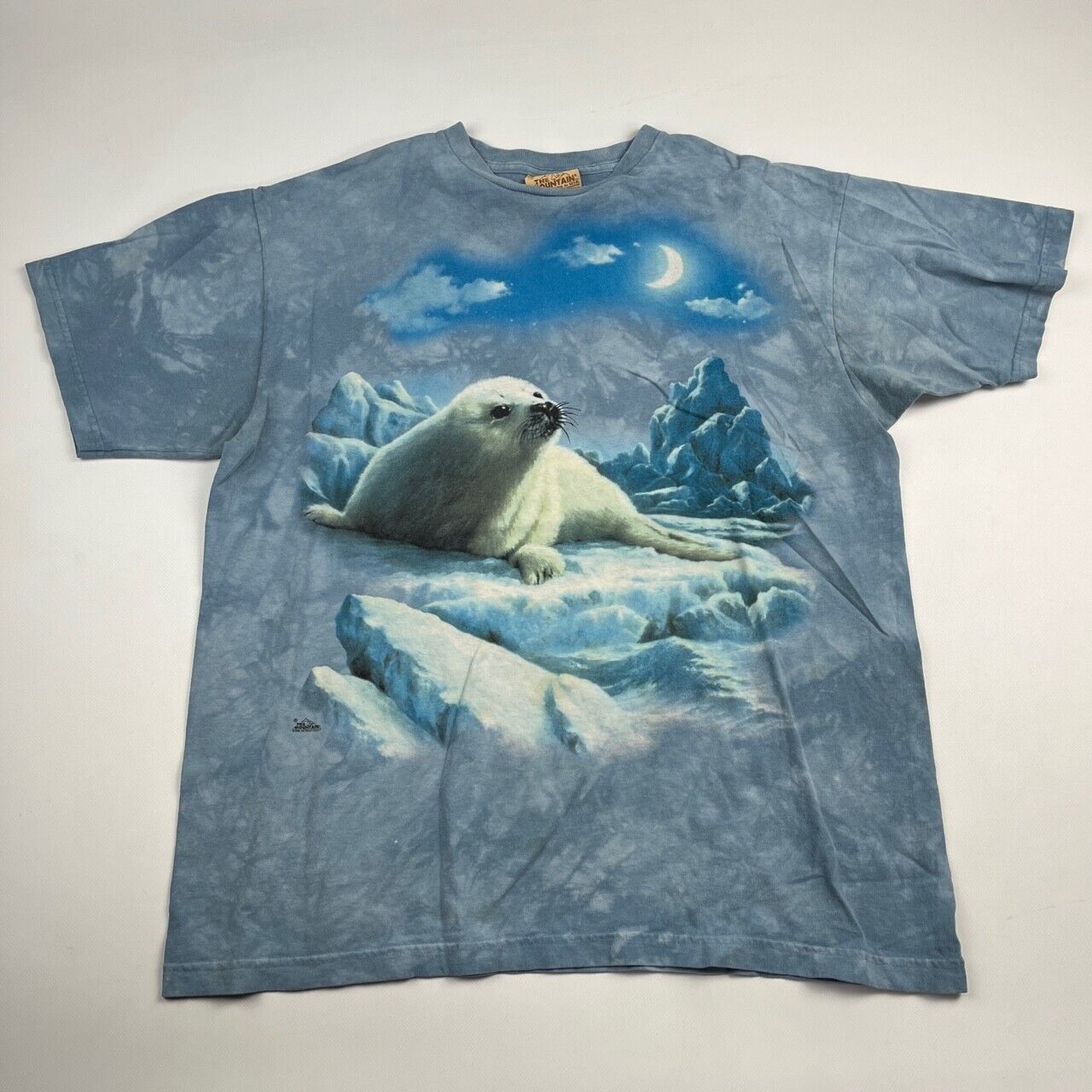 VINTAGE Seal Arctic Graphic Print Shirt Adult Extra Large Blue Men 90s