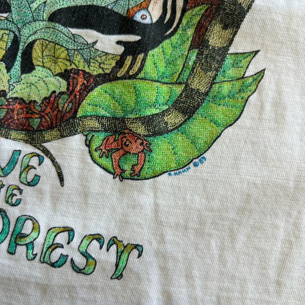 VINTAGE 1989 | Save The Rain Forest Reptile Grateful Dead Earth T-Shirt sz M