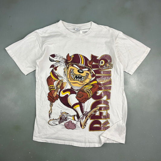 VINTAGE 90s | TAZ NFL Washington Redskins Football Cartoon T-Shirt sz S-M Adult