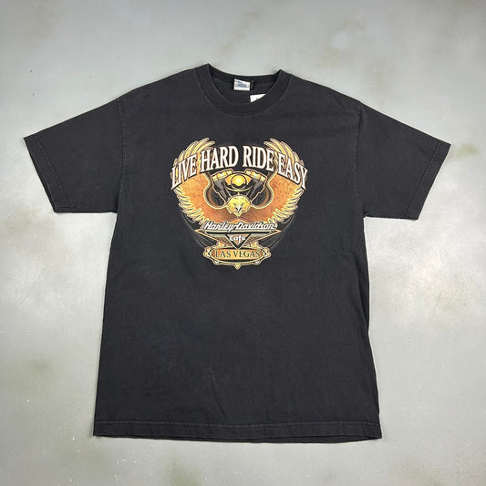 VINTAGE Harley Davidson Cafe Las Vegas Black Biker T-Shirt sz Medium Adult