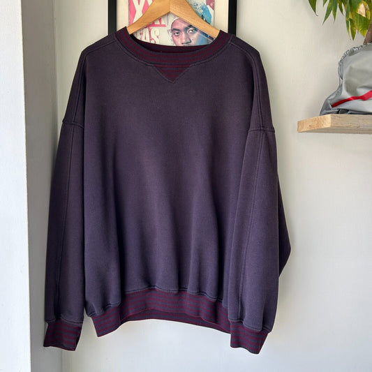 VINTAGE 90s | Blank Faded Navy Blue Crewneck Sweater sz XL
