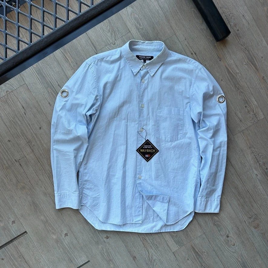 VINTAGE | Comme Des Garcons Homme Deux Pinstriped Eyelet Button Down Shirt sz M