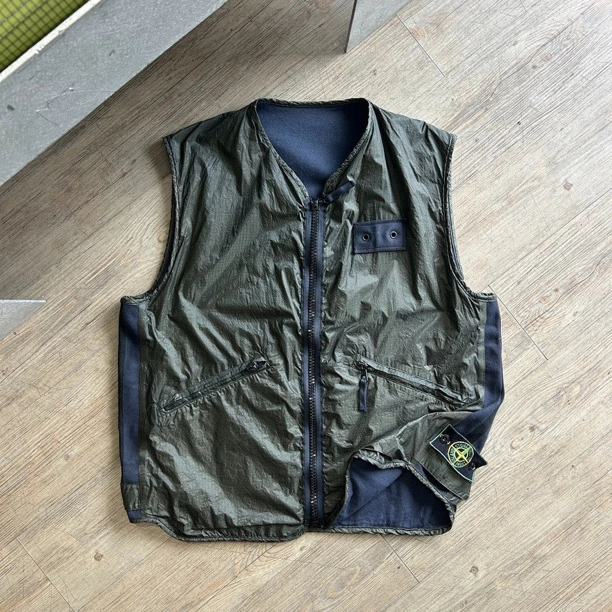 1996 STONE ISLAND | Reversible Ripstop Utility Vest Jacket sz L
