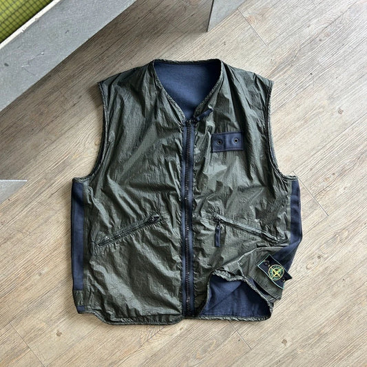 1996 STONE ISLAND | Reversible Ripstop Utility Vest Jacket sz L