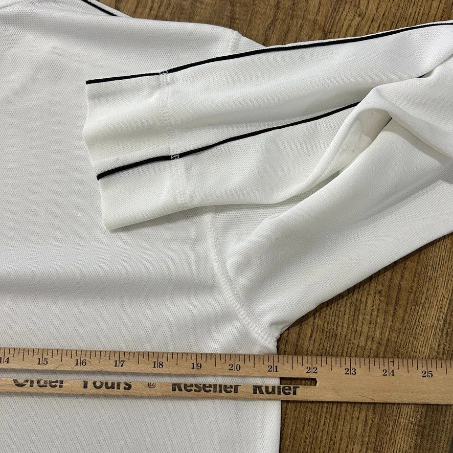 2000s | NIKE Sm Swoosh White Pin Stripe Long Sleeve Jersey T-Shirt sz L