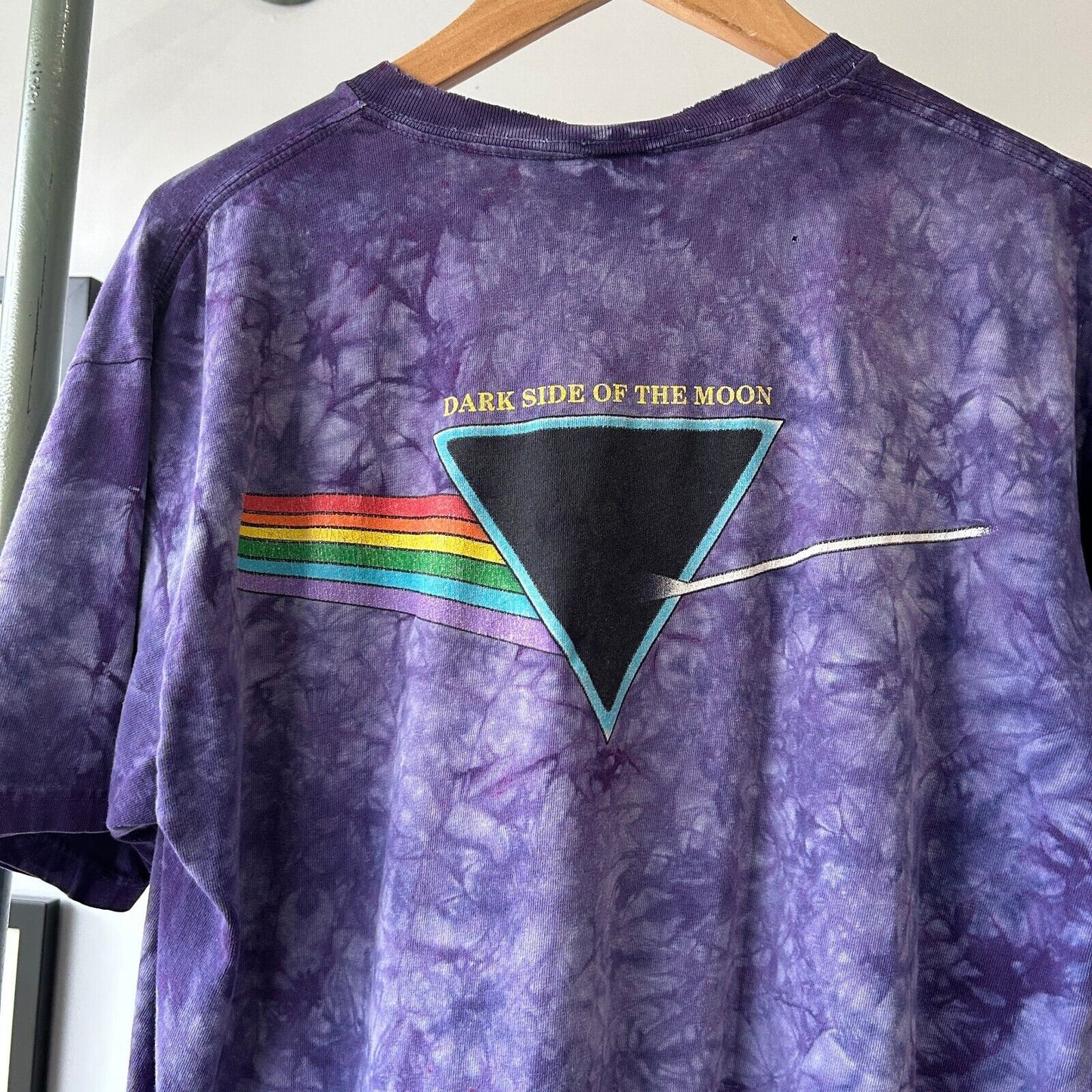 VINTAGE | PINK FLOYD Dark Side Of The Moon Tye Dye Band T-Shirt sz L Adult